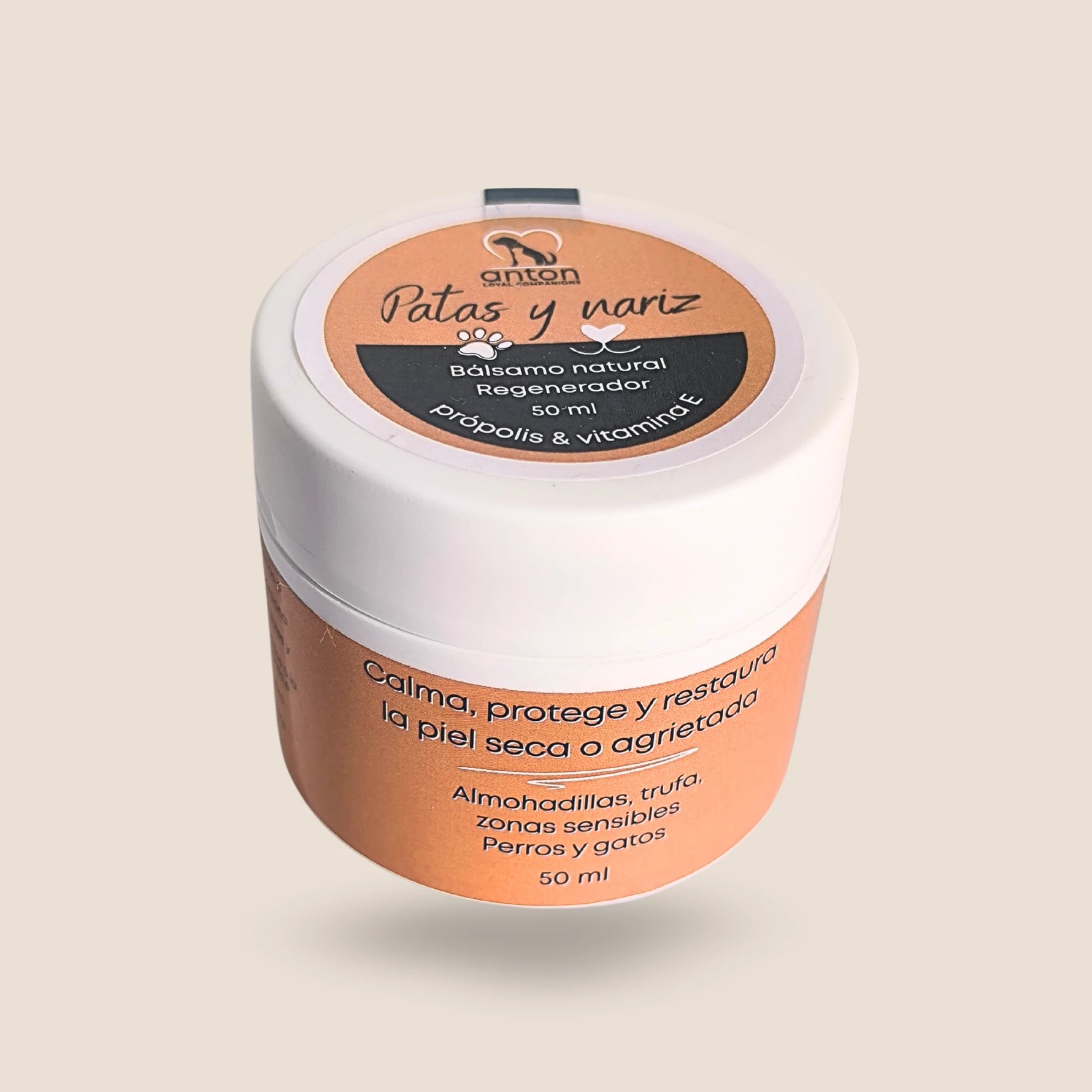 Envase bálsamo natural Patas y Nariz 50 ml con própolis y vitamina E para almohadillas y trufa