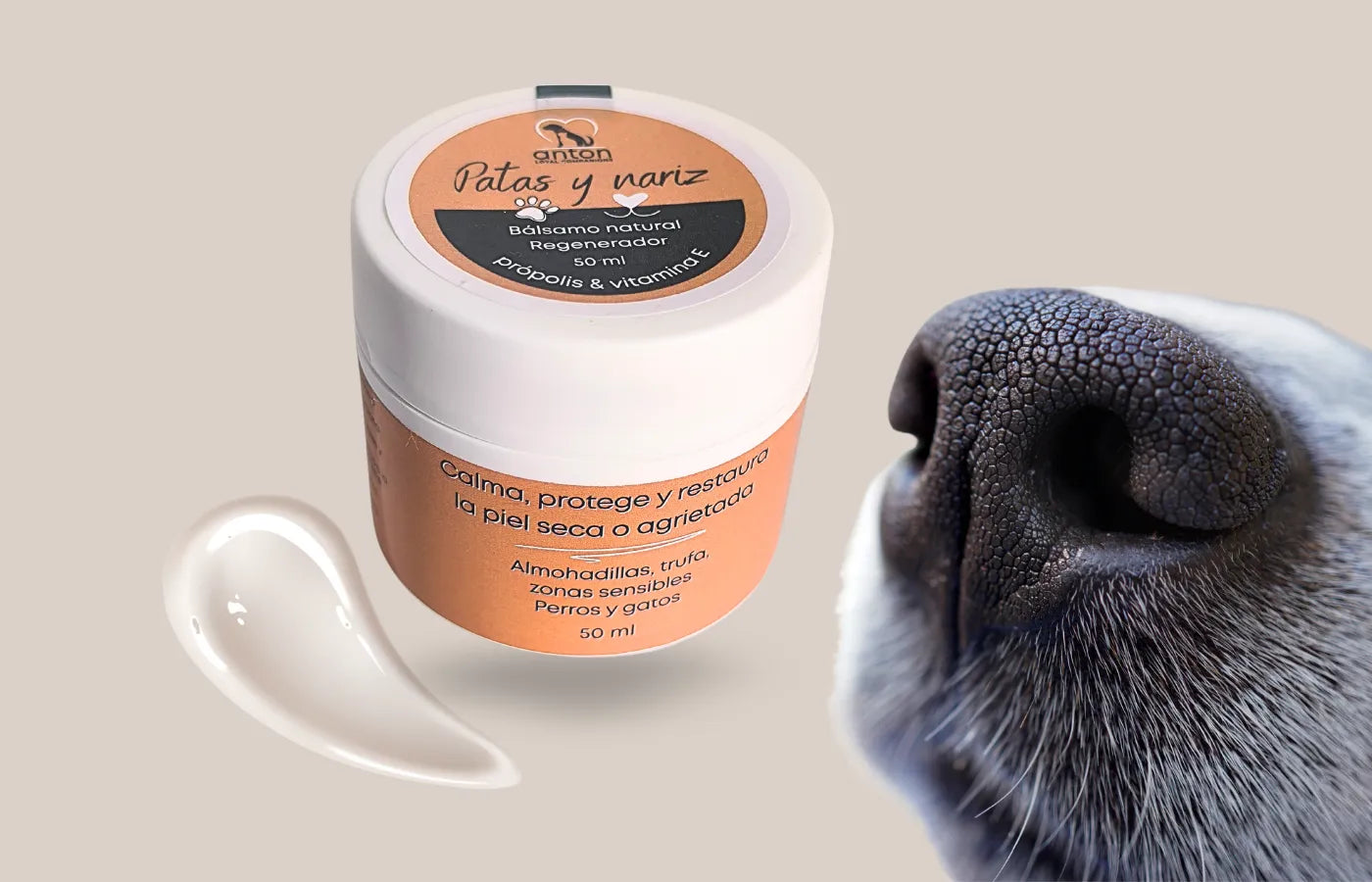 Bálsamo ANTON para patas y nariz de perros y gatos, calma y protege la piel seca o agrietada