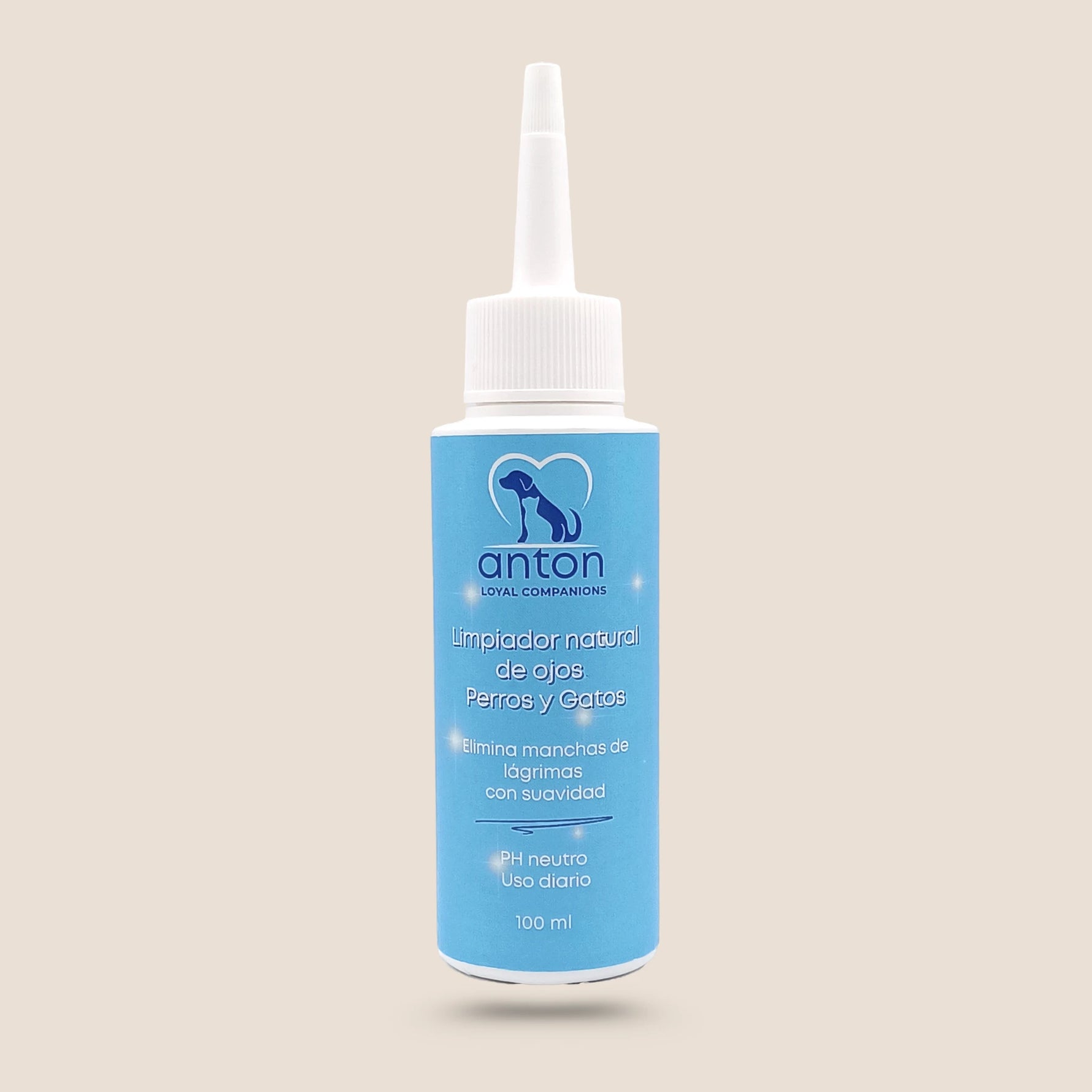 Envase limpiador natural de ojos 100 ml ANTON, elimina manchas de lágrimas con suavidad