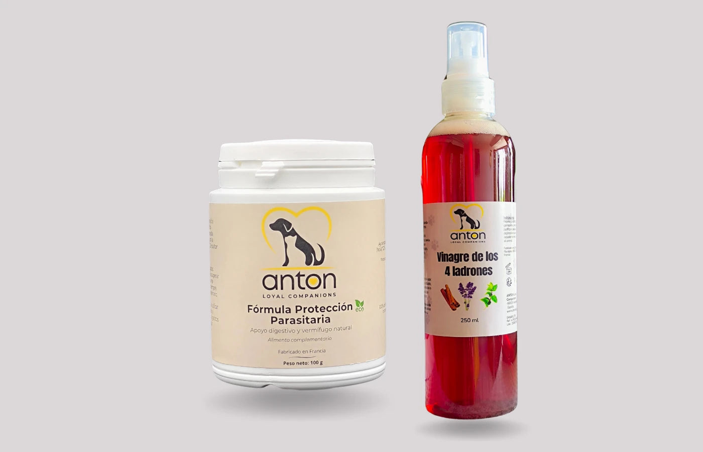 Pack 360° defensa natural para perros y gatos: fórmula antiparasitaria ECO y vinagre de los 4 ladrones.