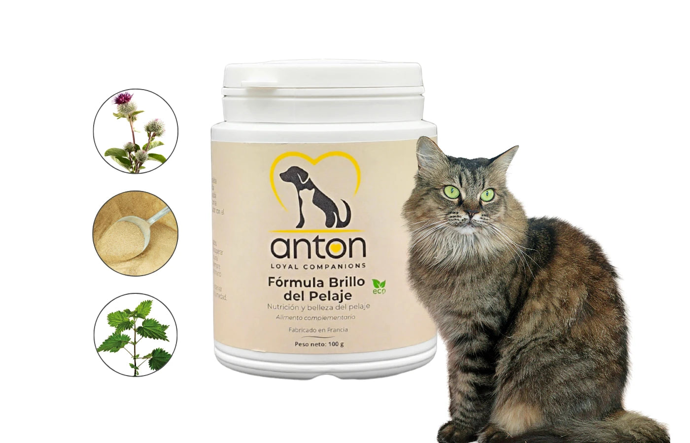 Suplemento natural perro y gatos brillo del pelaje Anton Loyal Companions