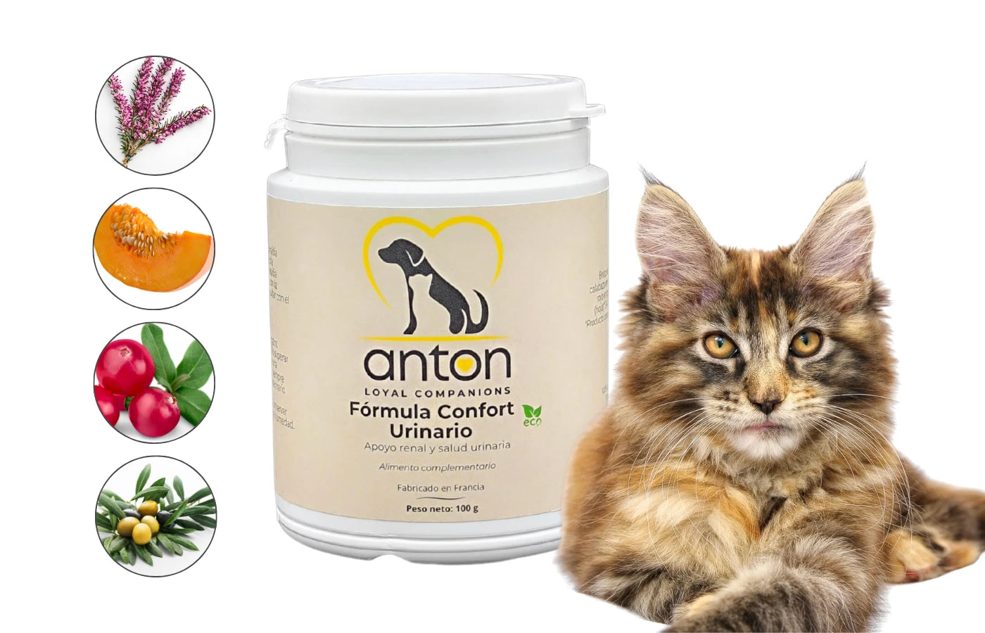 Suplemento natural perros y gatos Confort Urinario Anton Loyal Companions