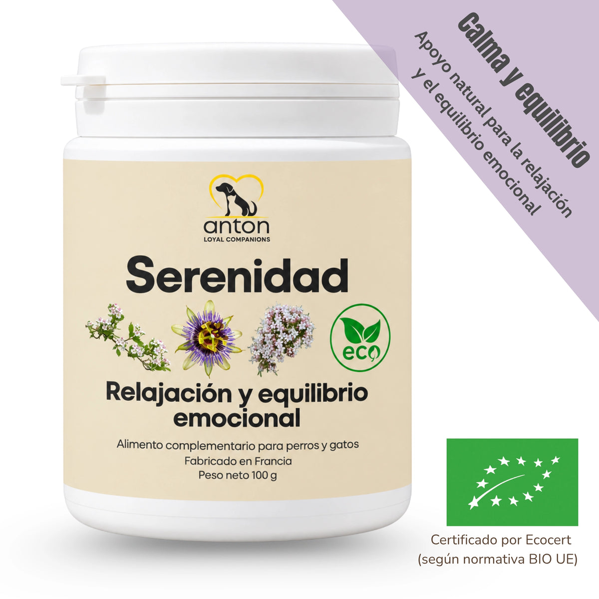 Antiestrés natural para perros y gatos – Serenidad BIO – 100 g