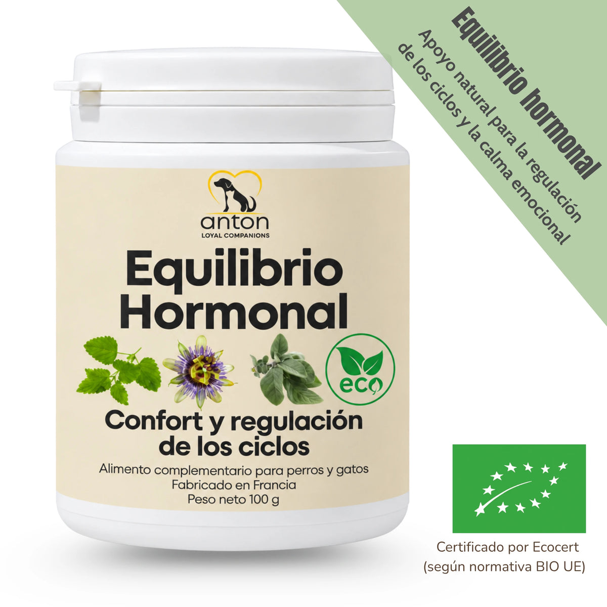 Equilibrio hormonal BIO para perras y gatas – Calma durante el celo – 100 g