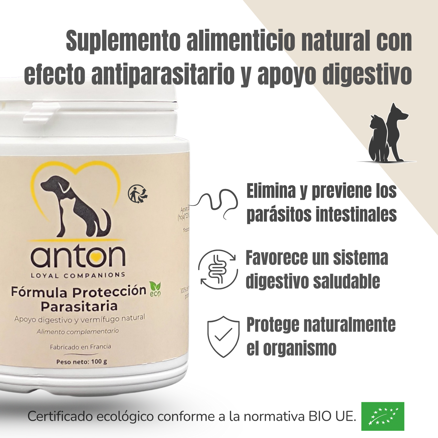 Suplemento natural para perros y gatos – Protección Parasitaria