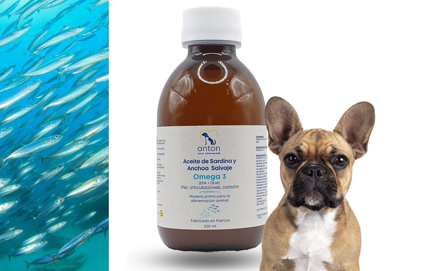 Aceite de sardina y anchoa salvaje con Omega-3 para perros y gatos, suplemento natural para articulaciones, piel y corazón