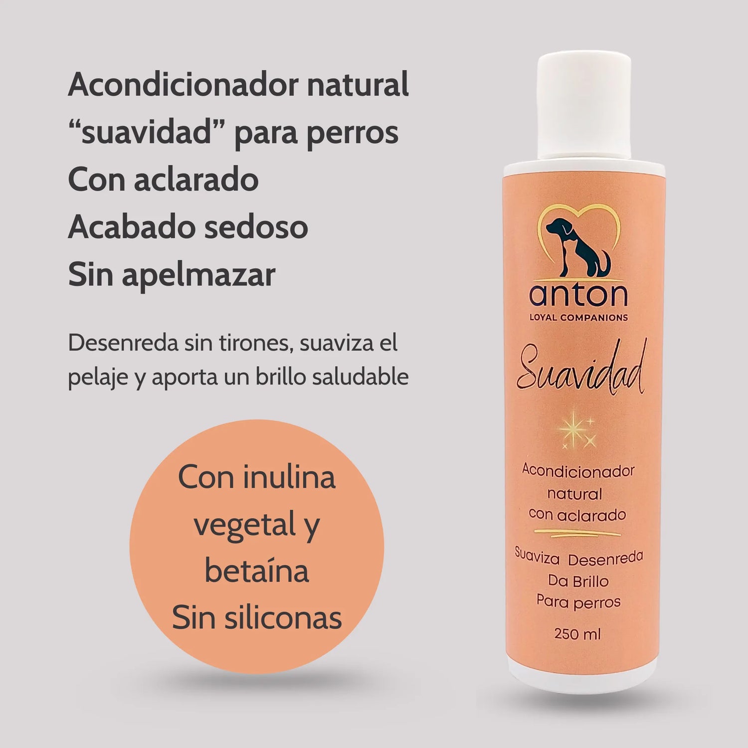 Acondicionador natural ANTON Loyal Companions suavidad con inulina vegetal y betaína, sin siliconas, suaviza y desenreda