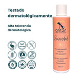 Acondicionador “Suavidad” de ANTON con sellos cruelty free, sin alcohol, vegano y dermatológicamente testado