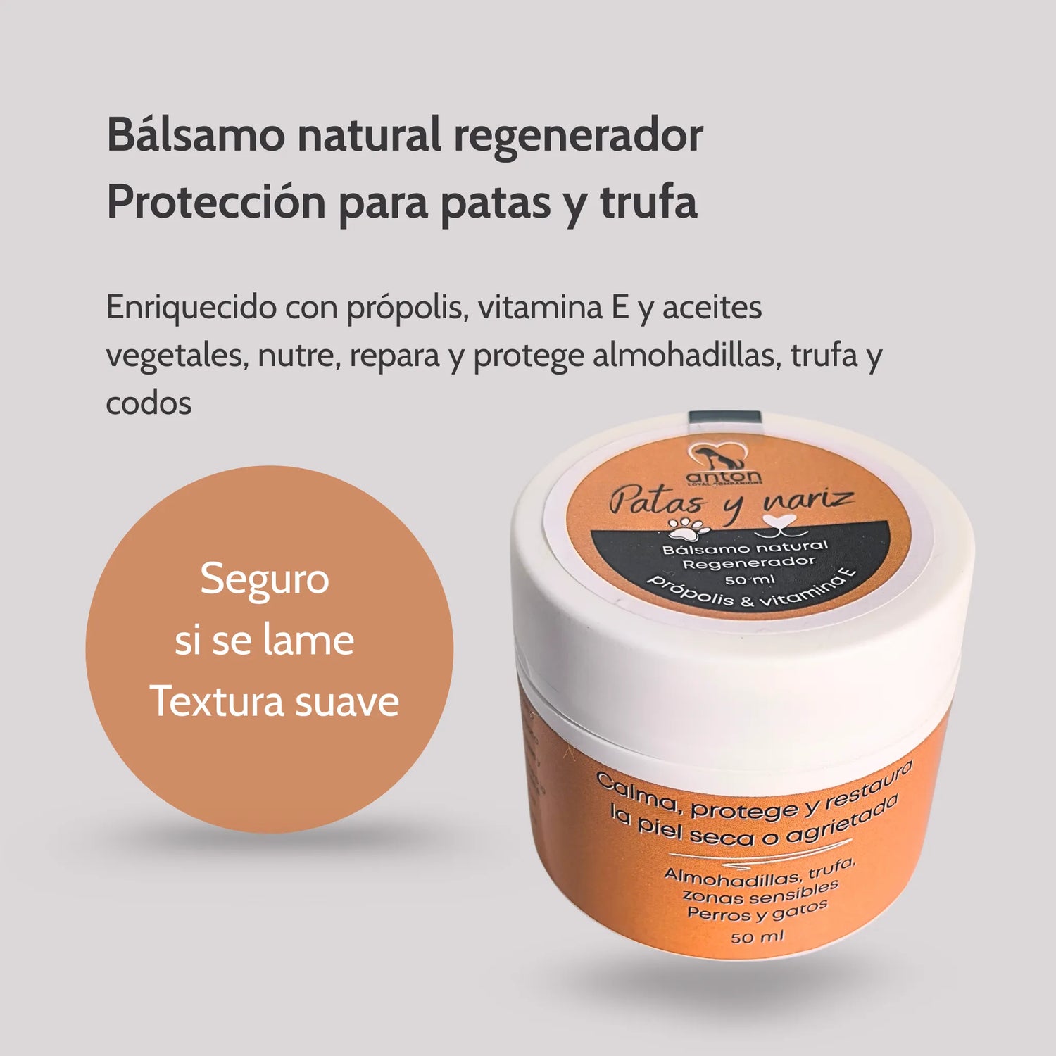Bálsamo ANTON Loyal Companions Patas y Nariz con própolis, vitamina E y aceites vegetales, nutre y protege almohadillas, trufa y codos