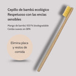 Cepillo de bambú ANTON con mango biodegradable y cerdas suaves sin BPA, elimina placa y restos de comida