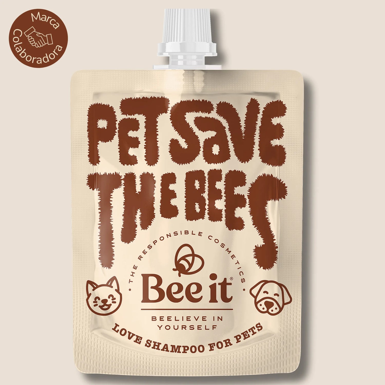 Envase de champú natural Bee It Pet Save the Bees para perros y gatos, en formato pouch ecológico