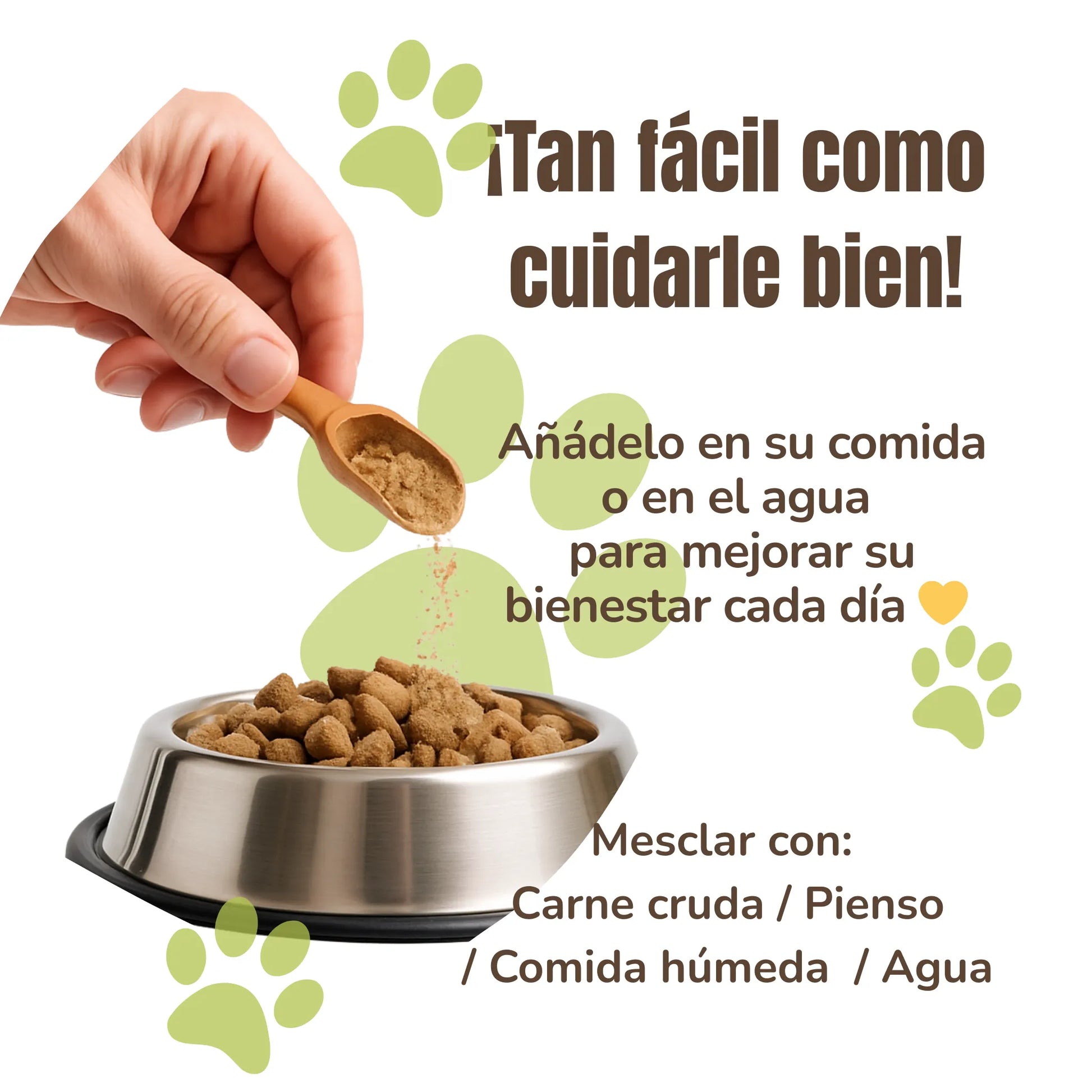 Añade própolis ecológico en polvo a la comida o agua de tu perro o gato para reforzar sus defensas de forma natural. Fácil de mezclar con carne cruda, pienso, comida húmeda o agua. Protección diaria desde su bol.
