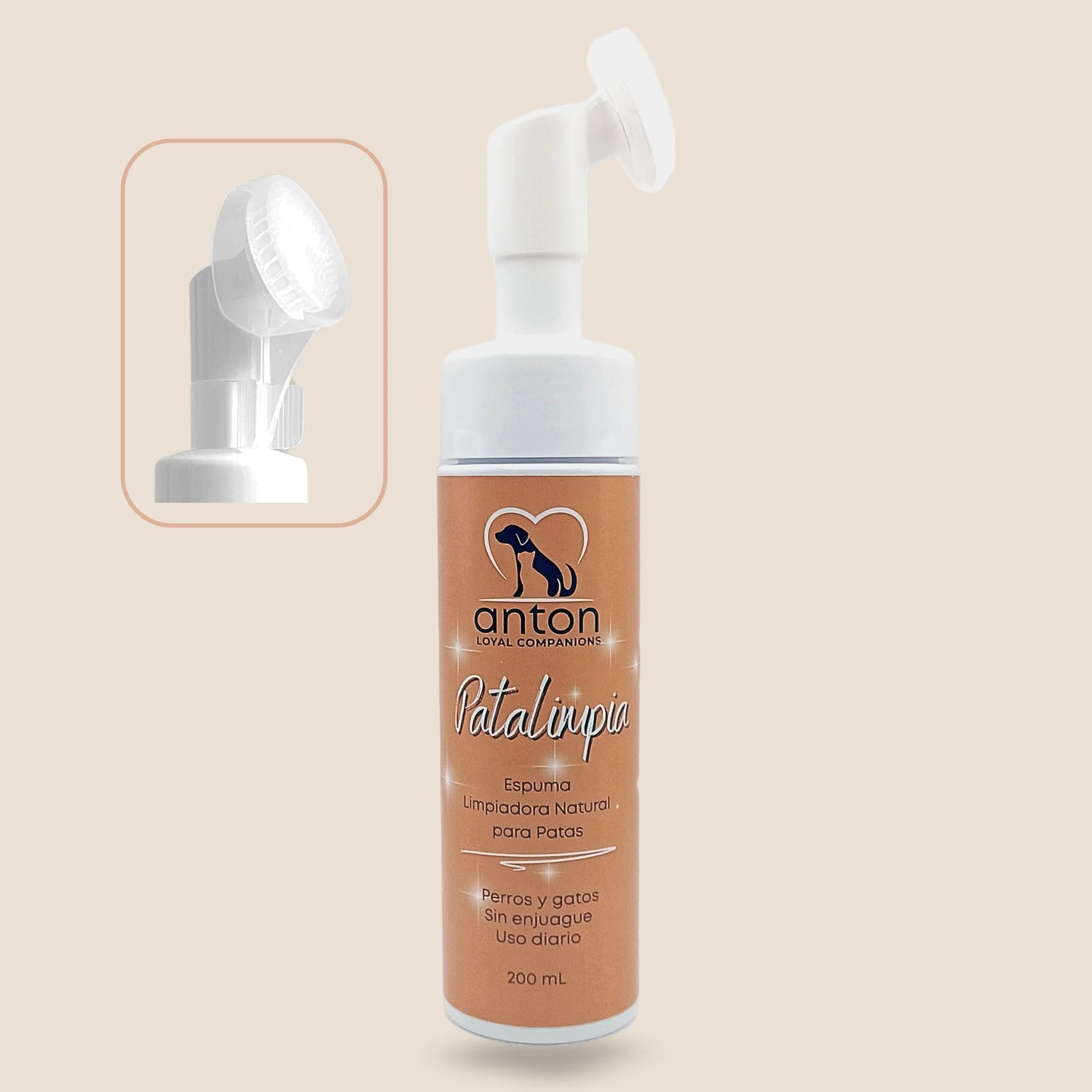 Envase espuma limpiadora natural Patalimpia ANTON Loyal Companions para patas de perros y gatos, sin enjuague