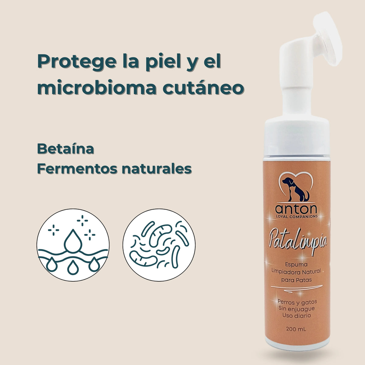 Espuma Patalimpia ANTON Loyal Companions con betaina y fermentos naturales que cuidan la piel y el microbioma cutáneo