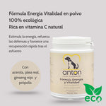 Suplemento ANTON Energía y Vitalidad ecológico en polvo con acerola, jalea real, ginseng rojo y propóleo, estimula energía y defensas