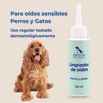 Limpiador de oídos Anton Loyal Companions para perros y gatos con oídos sensibles, uso regular testado dermatológicamente, cuidado auricular suave.