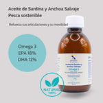 Aceite de pescado de sardina y anchoa salvaje con Omega 3 EPA 18 % y DHA 12 % para articulaciones, piel, corazón y defensas de perros y gatos
