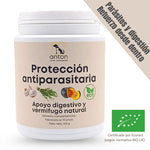 Suplemento natural para perros y gatos con acción antiparasitaria ecológica. Ayuda a proteger de forma natural contra parásitos internos sin químicos agresivos.
