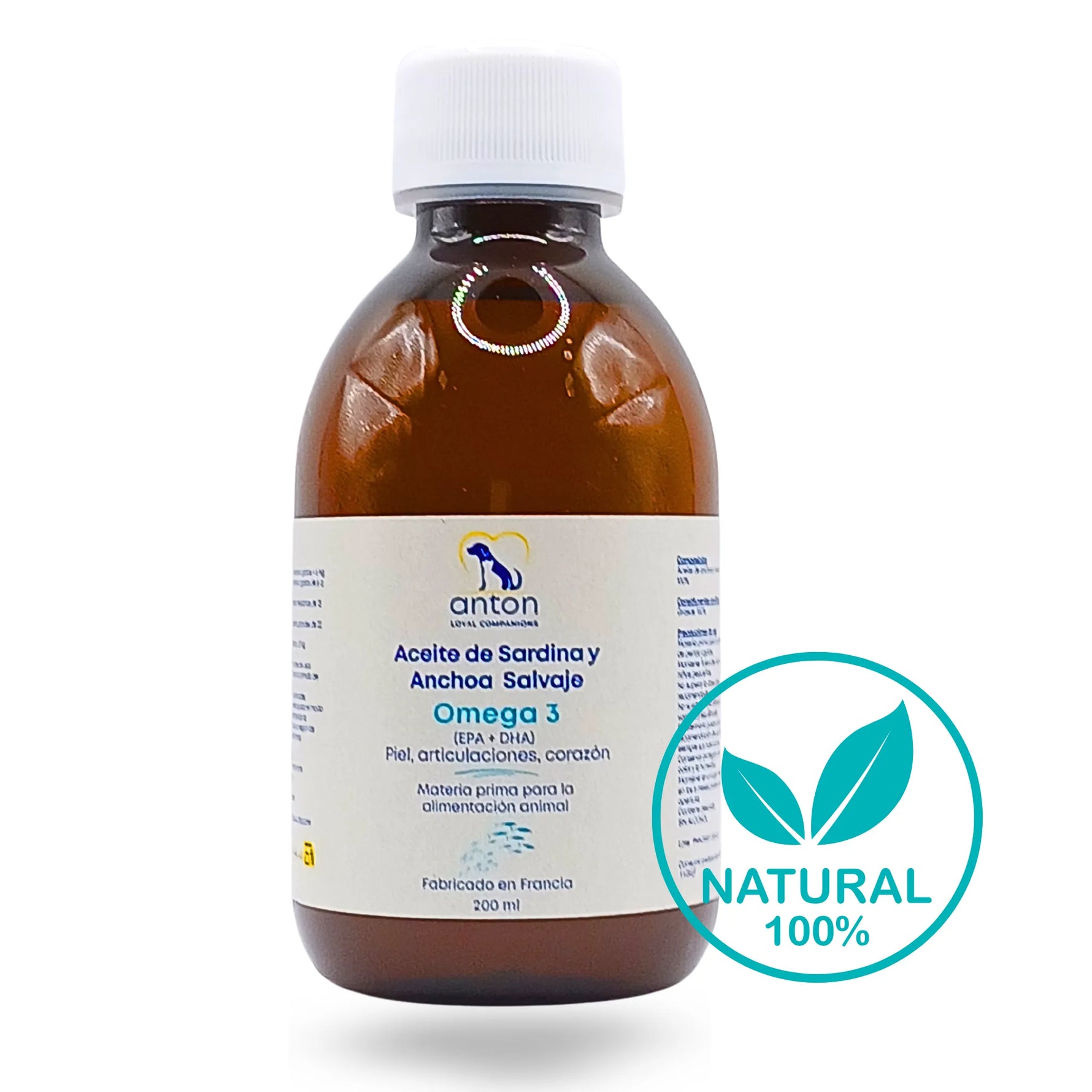 Suplemento natural para perros y gatos – aceite de sardina y anchoa salvaje Omega 3 con EPA y DHA, apoyo para piel, articulaciones y corazón