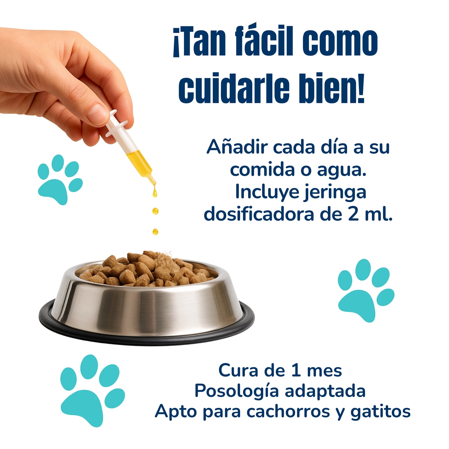 Administración aceite de sardina y anchoa – jeringa dosificadora incluida para comida o agua