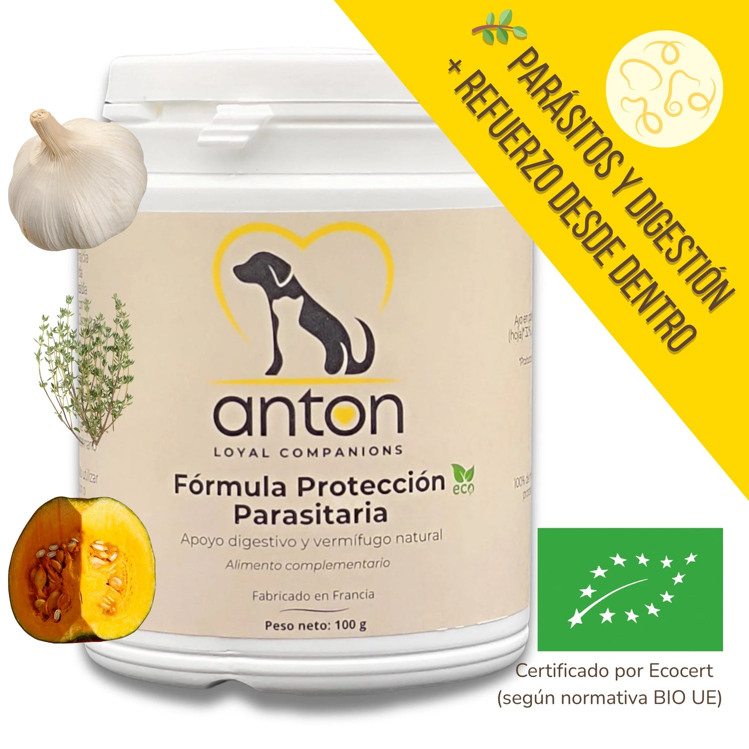 Complemento antiparasitario natural para perros y gatos – apoyo digestivo y protección frente a parásitos