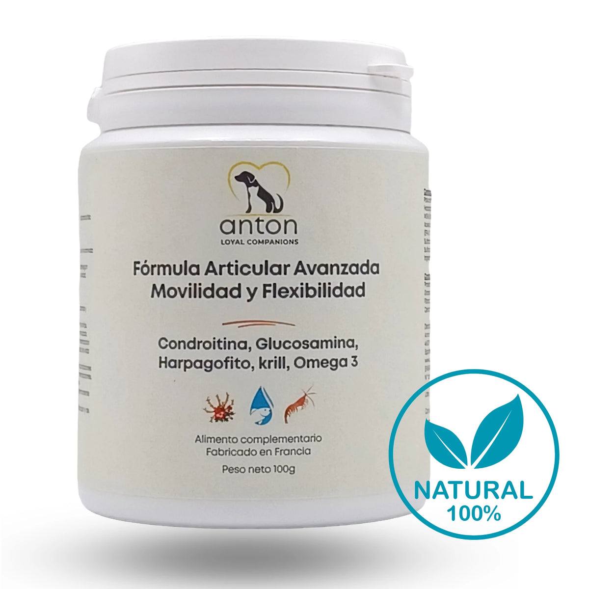 Tarro suplemento natural fórmula articular avanzada con condroprotectores y omega 3