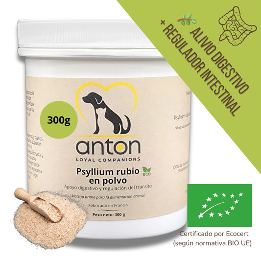 Suplemento ecológico rico en fibras solubles, ideal para perros y gatos con sensibilidad digestiva o tránsito irregular. Ayuda a mantener una digestión equilibrada, regula naturalmente el tránsito intestinal y favorece el confort digestivo diario.