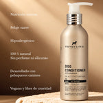 Acondicionador hipoalergénico Frenky Lewis para perros de 200 ml, sin perfume ni siliconas, con fórmula 100 % natural para nutrir y suavizar el pelaje.
