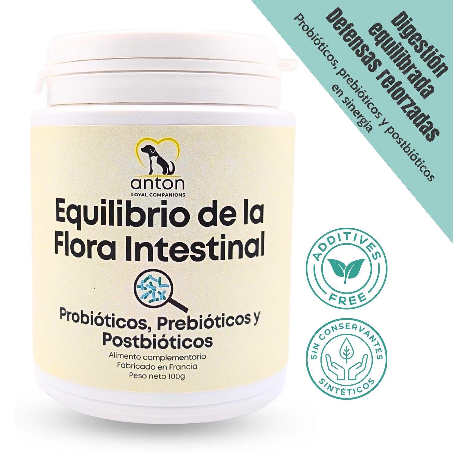 Equilibrio de la Flora Intestinal ANTON, beneficios para digestión equilibrada y defensas naturales, sello sin conservantes sintéticos