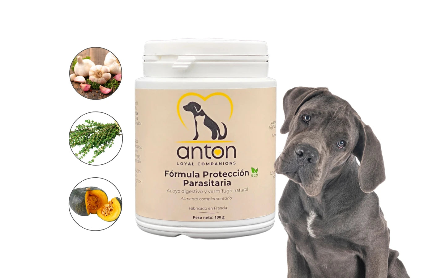 Suplemento natural  perro y gato  Proteccion parasitaria Anton Loyal Companions