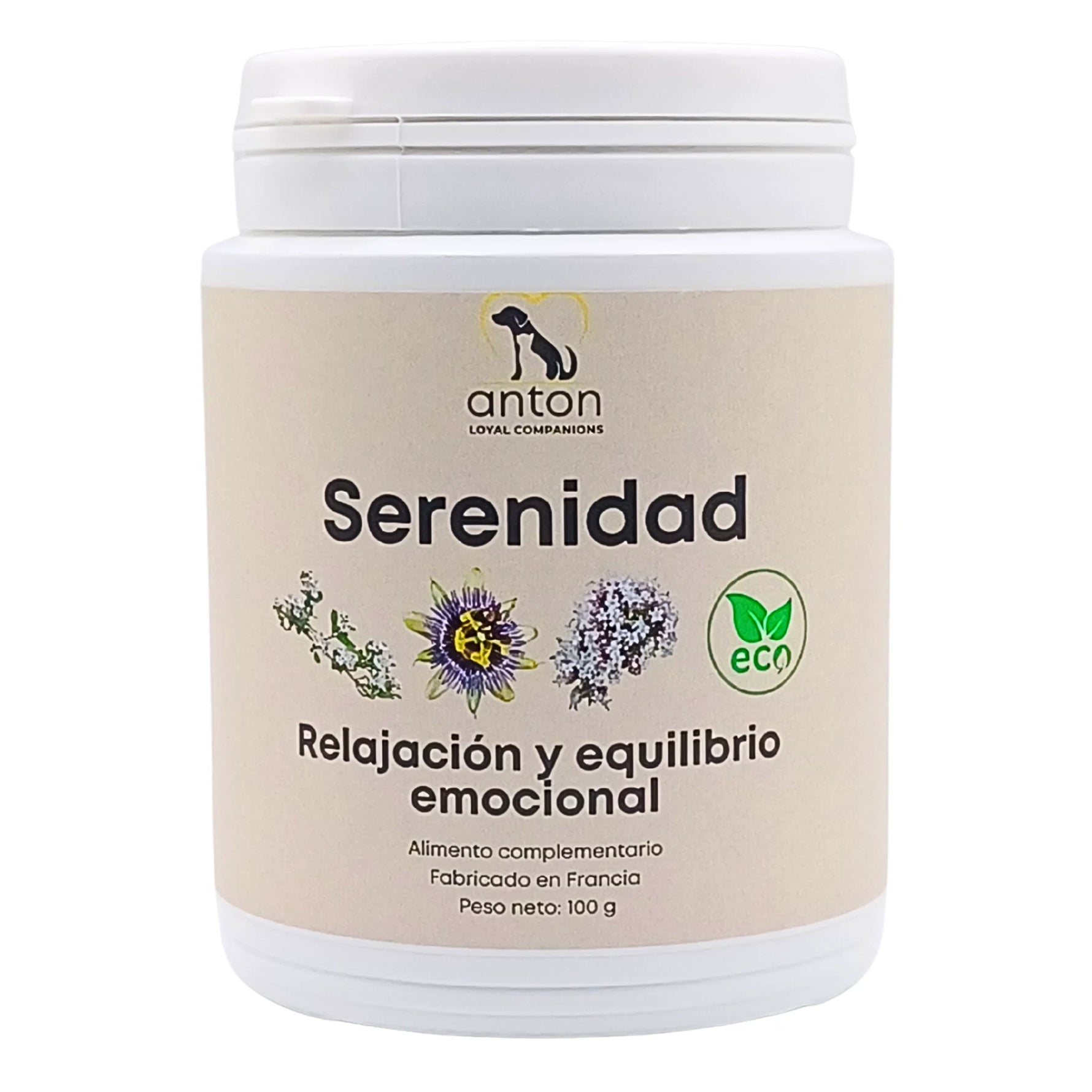 ANTON Fórmula Serenidad ECO – Suplemento natural para perros y gatos – Relajación, calma y equilibrio emocional certificado Ecocert BIO UE.