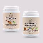 Cuidado completo de articulaciones y energía para perros y gatos ANTON Loyal Companions con propóleo en polvo ECO para el refuerzo del sistema inmunitario y fórmula Movilidad y Flexibilidad ECO para el confort articular y la movilidad diaria, fabricado en Francia.