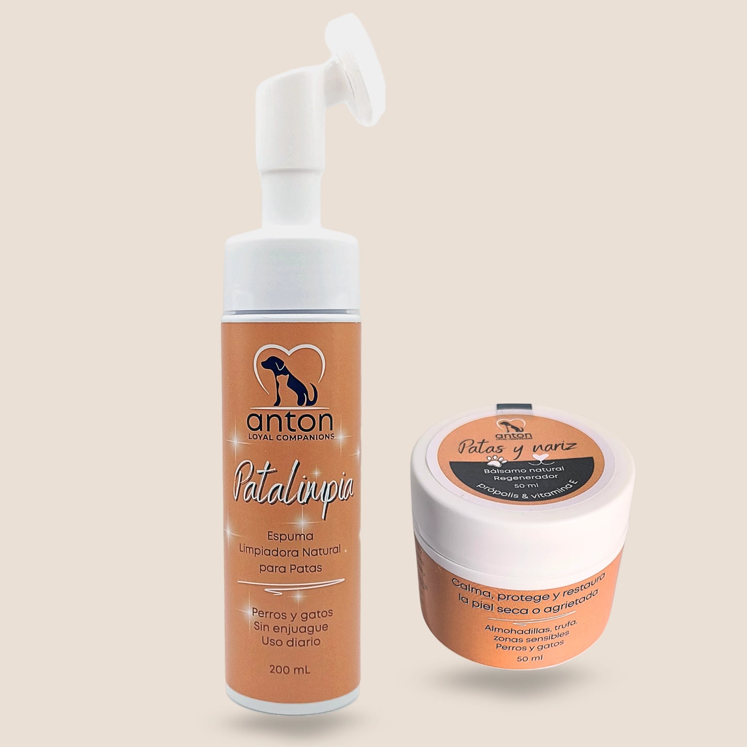 Cuidado completo natural ANTON Loyal Companions con espuma limpiadora para patas y bálsamo reparador para almohadillas y trufa para perros y gatos