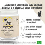 Beneficios del suplemento ANTON: mejora la movilidad, alivia el dolor articular y apoya la recuperación después del esfuerzo.