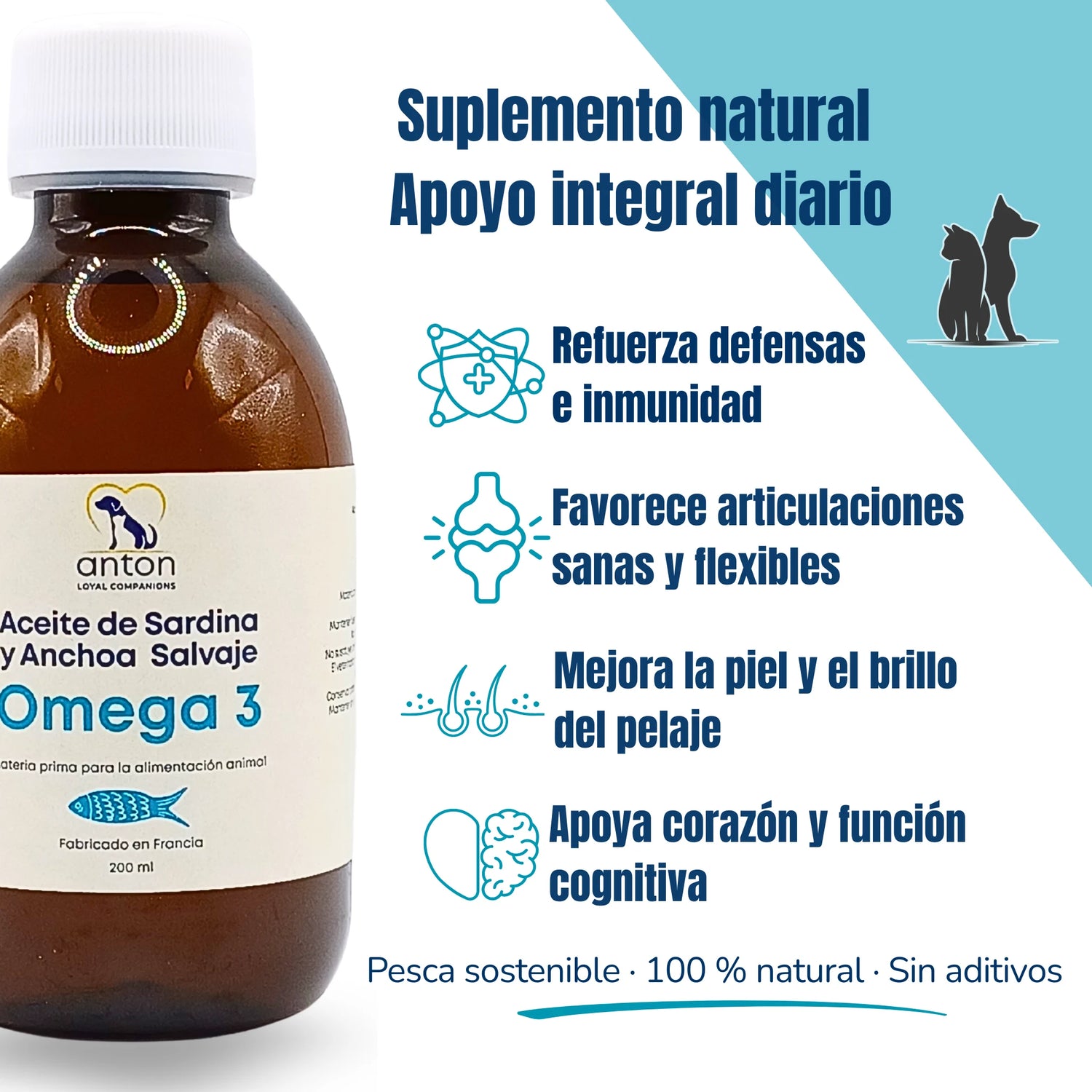 Aceite Omega 3 de ANTON, apoyo natural diario para defensas, articulaciones, piel y corazón