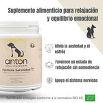 Beneficios del suplemento ANTON: alivia el estrés, favorece la relajación sin somnolencia y apoya el sistema nervioso.