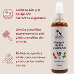 Vinagre de los 4 ladrones de ANTON, cuidado de la piel y el pelaje con extractos vegetales y limpieza suave para perros y gatos