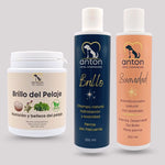 Pack Brillo del Pelaje ANTON Loyal Companions para perros con suplemento natural, champú Brillo y acondicionador Suavidad, nutre, hidrata y da brillo al pelaje de forma natural.