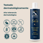 Champú natural Brillo ANTON Loyal Companions para perros. Fórmula dermatológicamente testada, de alta tolerancia, con pH equilibrado, vegana y apta para el uso frecuente.