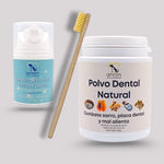 Pack dental natural ANTON Loyal Companions con gel y polvo dental para perros y gatos, combate el sarro y el mal aliento, cepillo de bambú incluido, uso diario seguro.