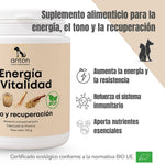 Energía y Vitalidad BIO para perros y gatos, complemento alimentario para apoyar la energía, el tono, la recuperación y las defensas naturales.