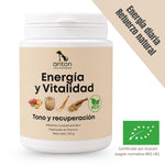 Energía y Vitalidad BIO para perros y gatos, complemento alimentario para apoyar el tono y la recuperación, certificado por Ecocert.