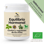 Equilibrio Hormonal ECO ANTON de 100 g para perros y gatos, con mensaje «Equilibrio hormonal», apoyo natural para la regulación de los ciclos y la calma emocional, y sello de certificación ecológica europea.
