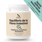 Suplemento natural para perros y gatos Equilibrio de la Flora Intestinal con prebióticos, probióticos y postbióticos para apoyar la digestión y las defensas naturales.