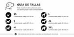 Guía de tallas del collar AMICI según el contorno del cuello: XS 25–30 cm, S 29–34 cm, M 33–38 cm, L 37–42 cm, XL 41–46 cm y XXL 45–50 cm