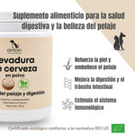Levadura de cerveza BIO para perros y gatos, complemento alimentario para apoyar la piel, el pelaje, la digestión y las defensas naturales.