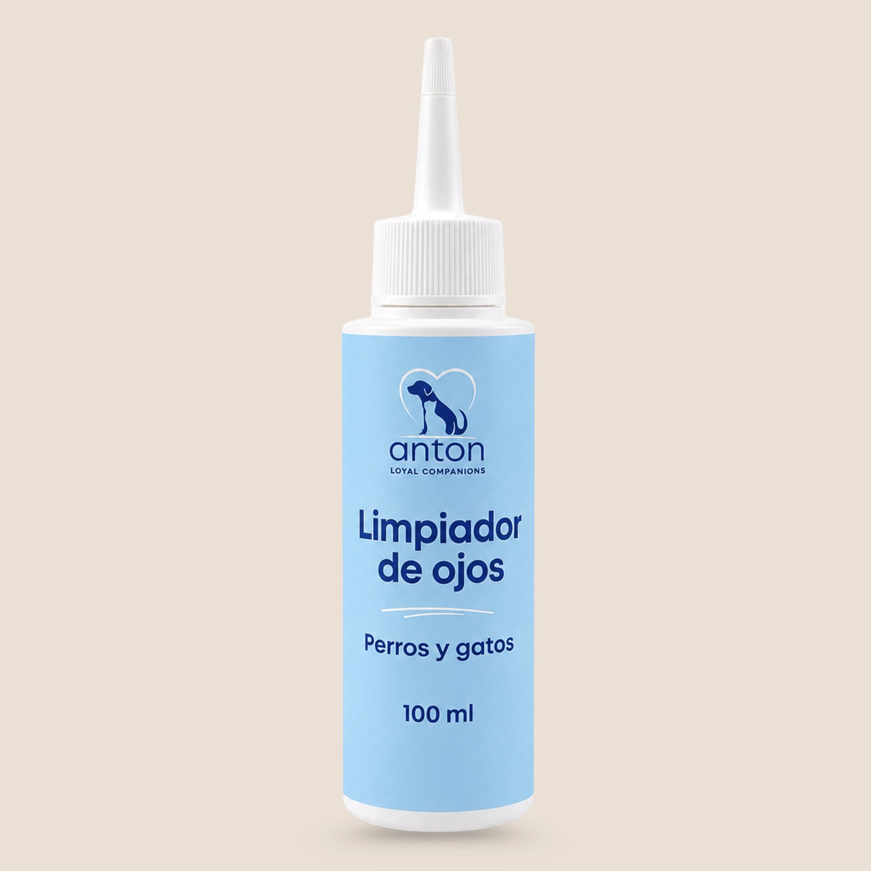 Limpiador de ojos ANTON Loyal Companions para perros y gatos en formato de 100 ml. Solución de limpieza ocular suave para el cuidado diario.
