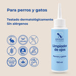 Limpiador de ojos ANTON Loyal Companions para perros y gatos. Fórmula de uso diario, dermatológicamente testada, sin alérgenos y apta para mascotas sensibles.