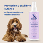 Neutralizador de olores natural ANTON para perros y gatos con activos naturales que ayudan a proteger e hidratar la piel y el pelaje.