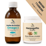 Aceite de anchoa Omega 3 y harpagofito en polvo para perros y gatos Anton Loyal Companions, combinación para la movilidad y la flexibilidad articular.
